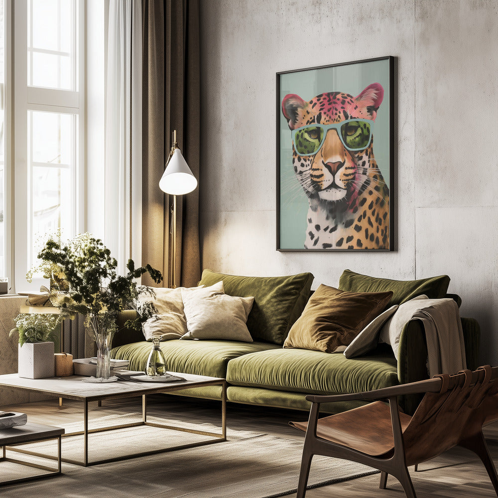 Leopard With Glasses - Poster / Art Print - interiör
