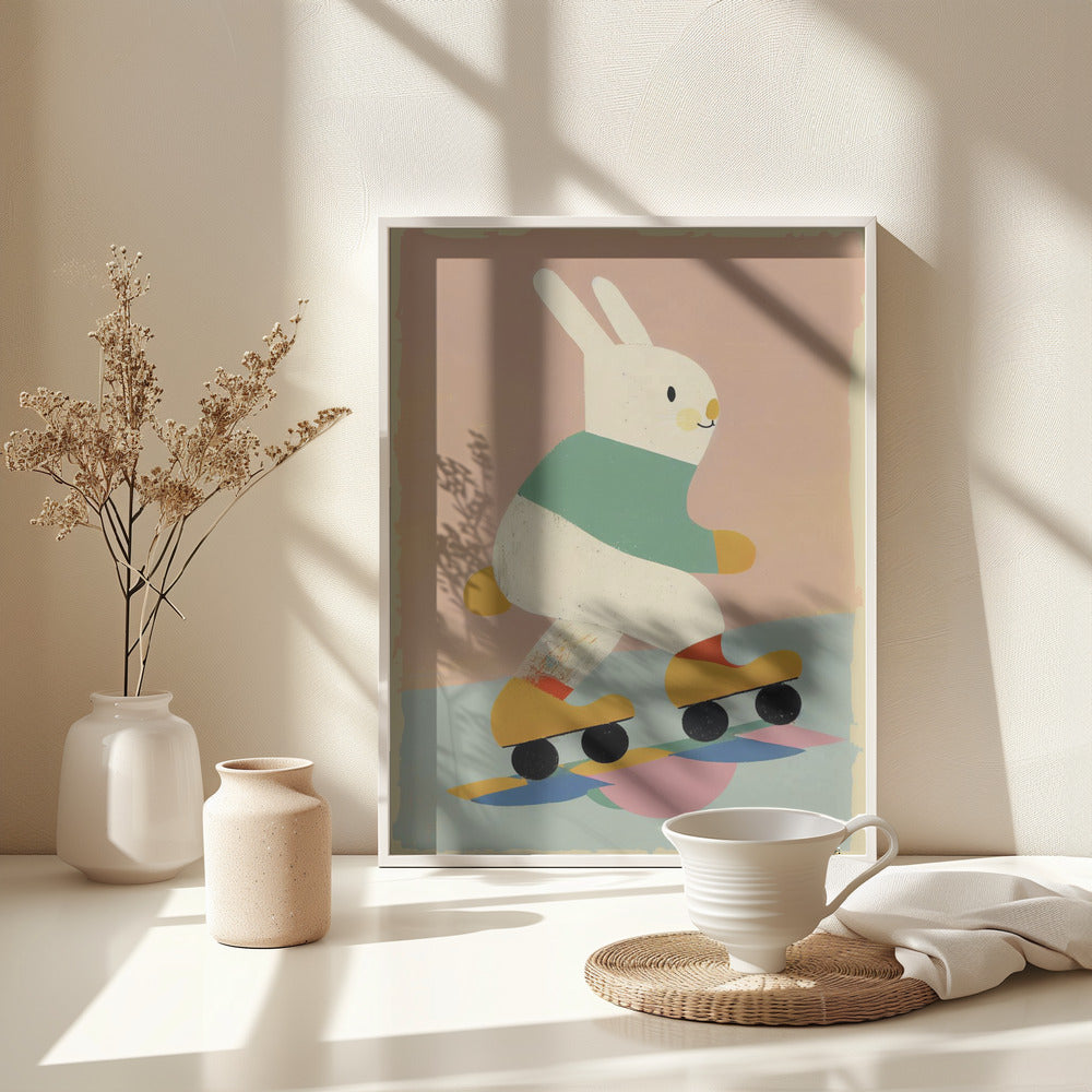 Skating Bunny - Poster / Art Print - interiör