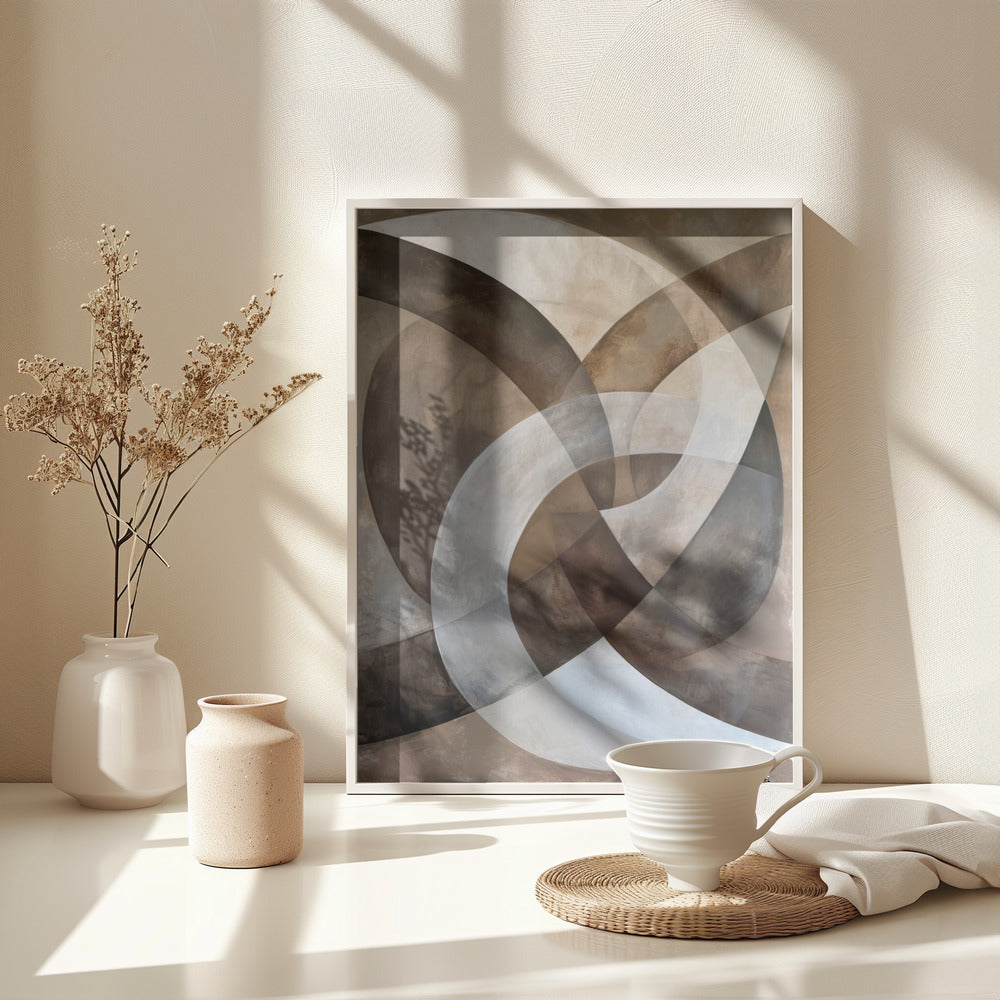 Abstract Art Beige Brown Geo Abstract - Poster / Art Print - interiör