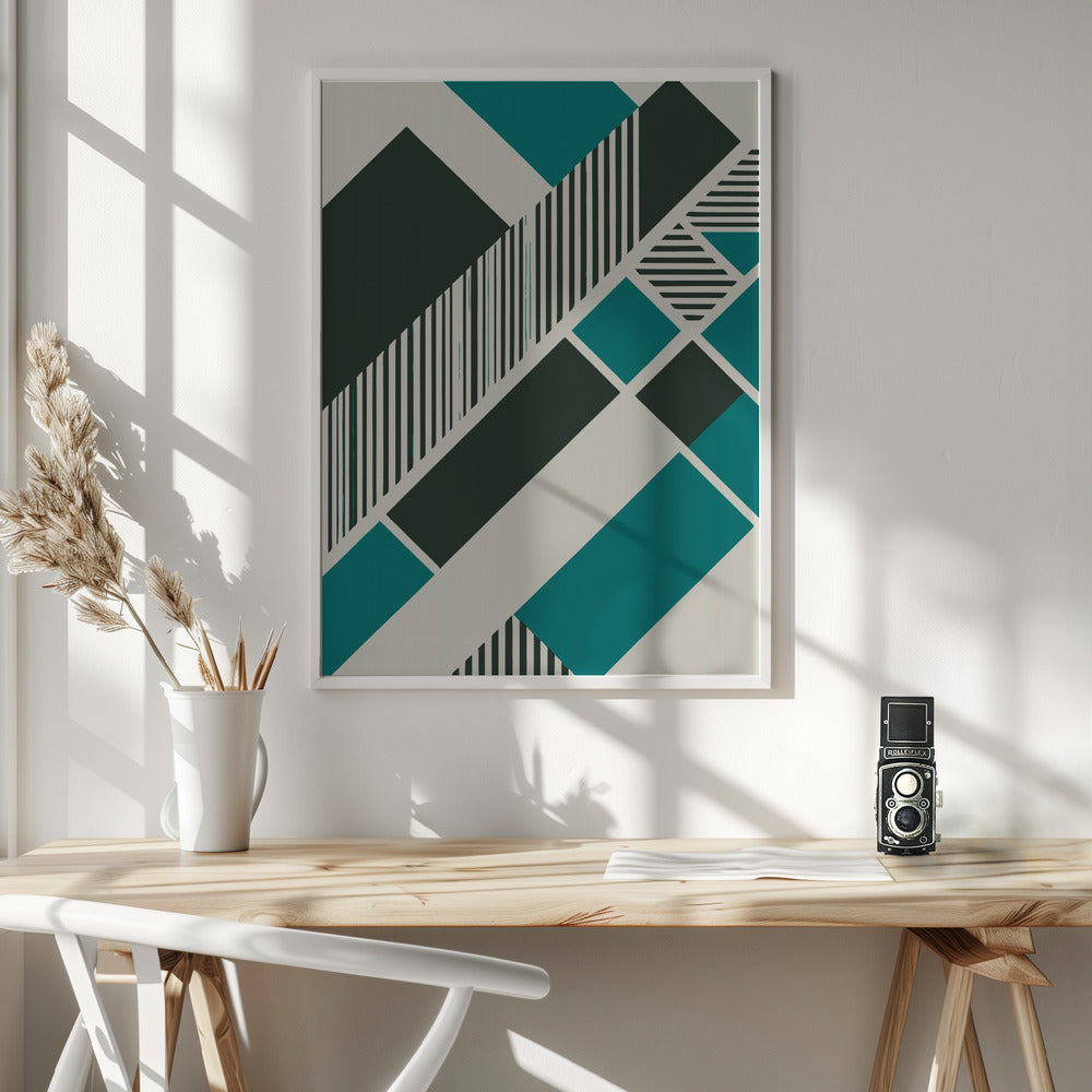Geometric Teal - Poster / Art Print - interiör