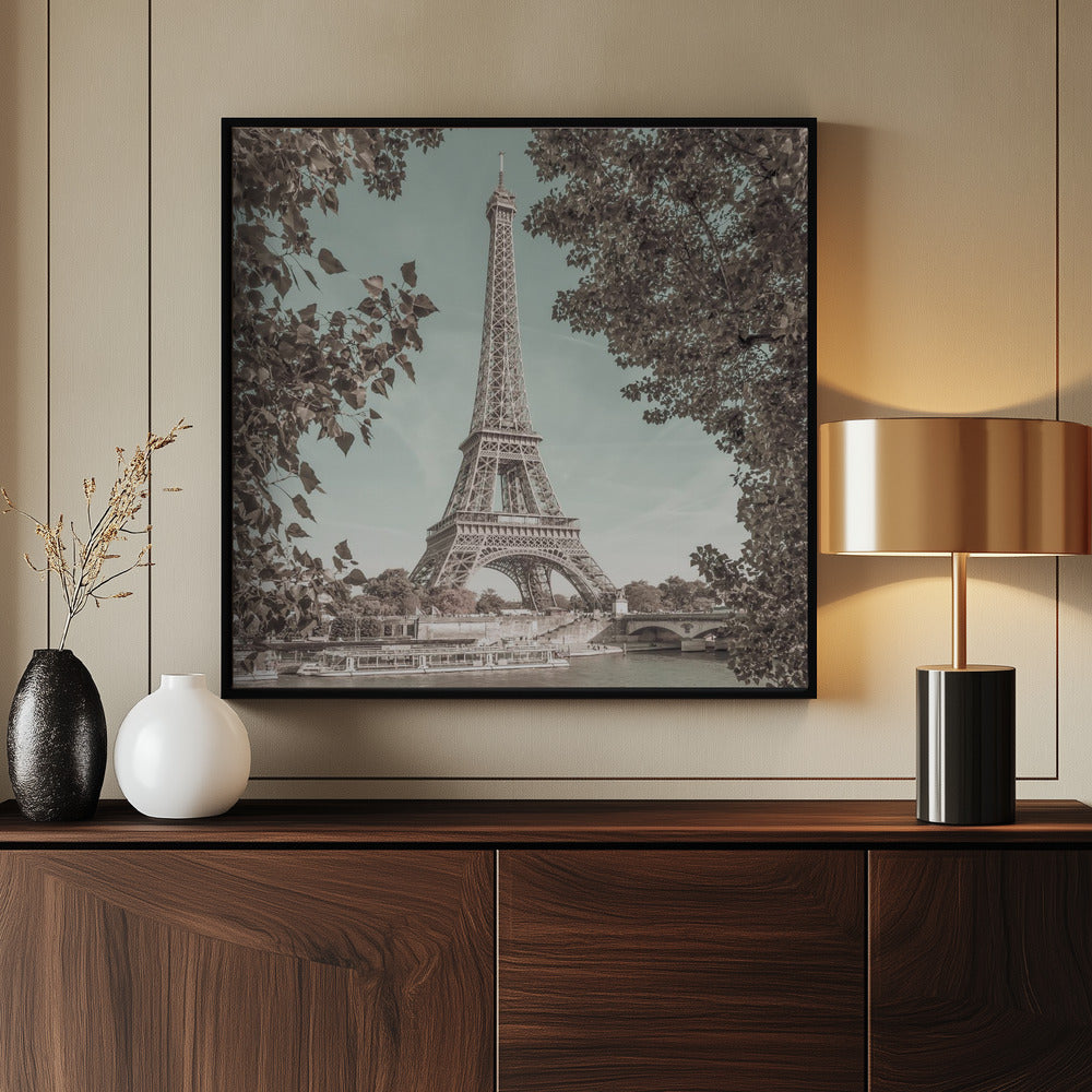 PARIS Eiffel Tower & River Seine | urban vintage style - Poster / Art Print - interiör