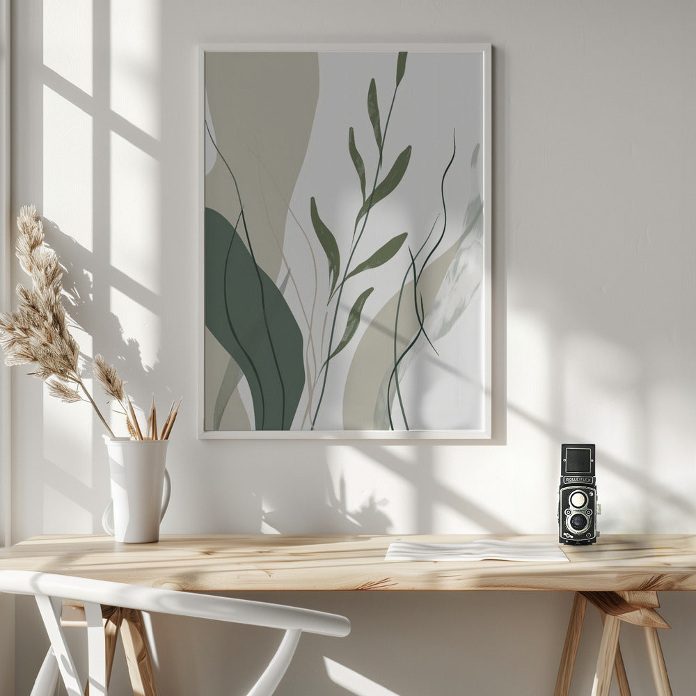 Green Abstract Leaves No 1 - Poster / Art Print - interiör