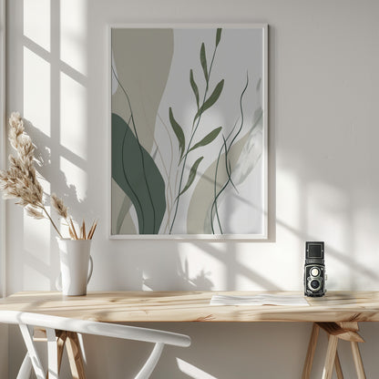 Green Abstract Leaves No 1 - Poster / Art Print - interiör