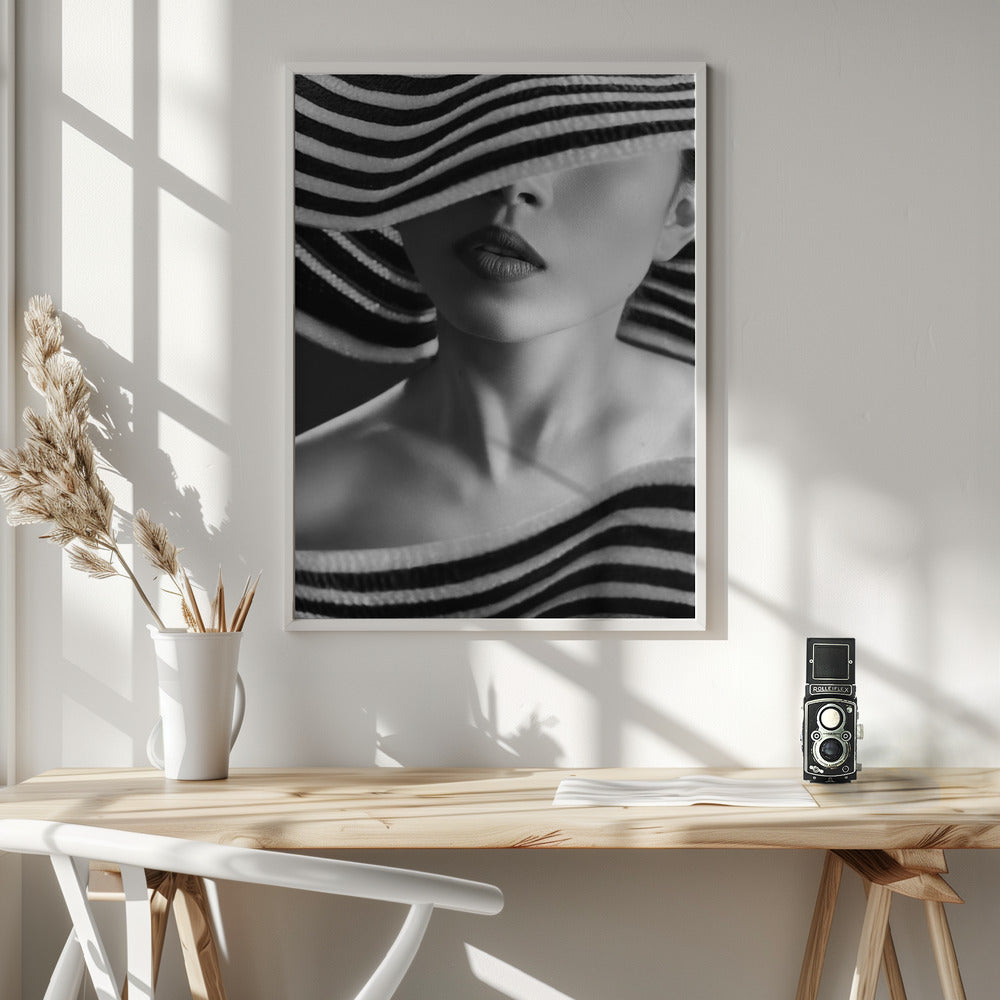 Lady in stripes - Poster / Art Print - interiör