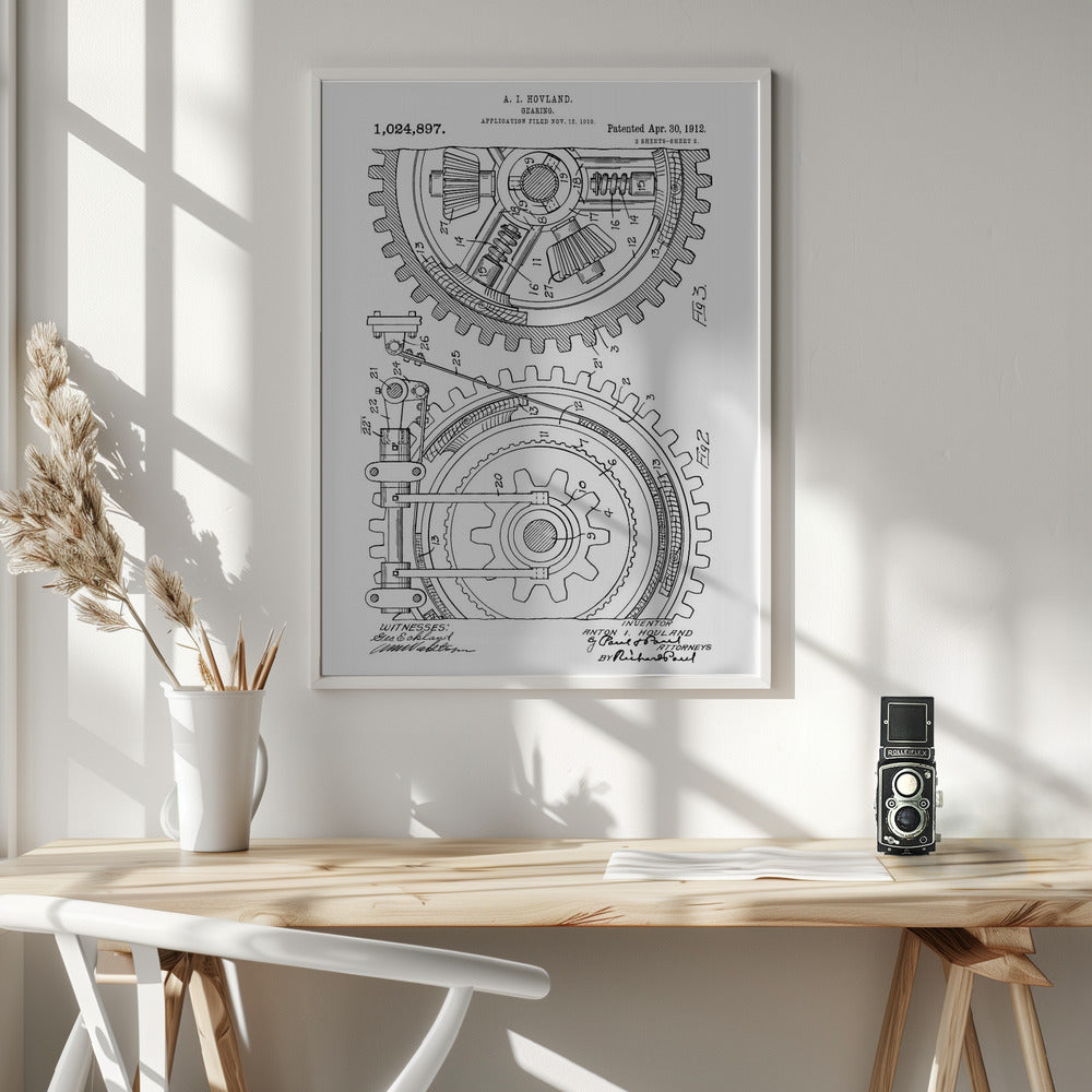 Gearing Patent 1912 - Poster / Art Print - interiör