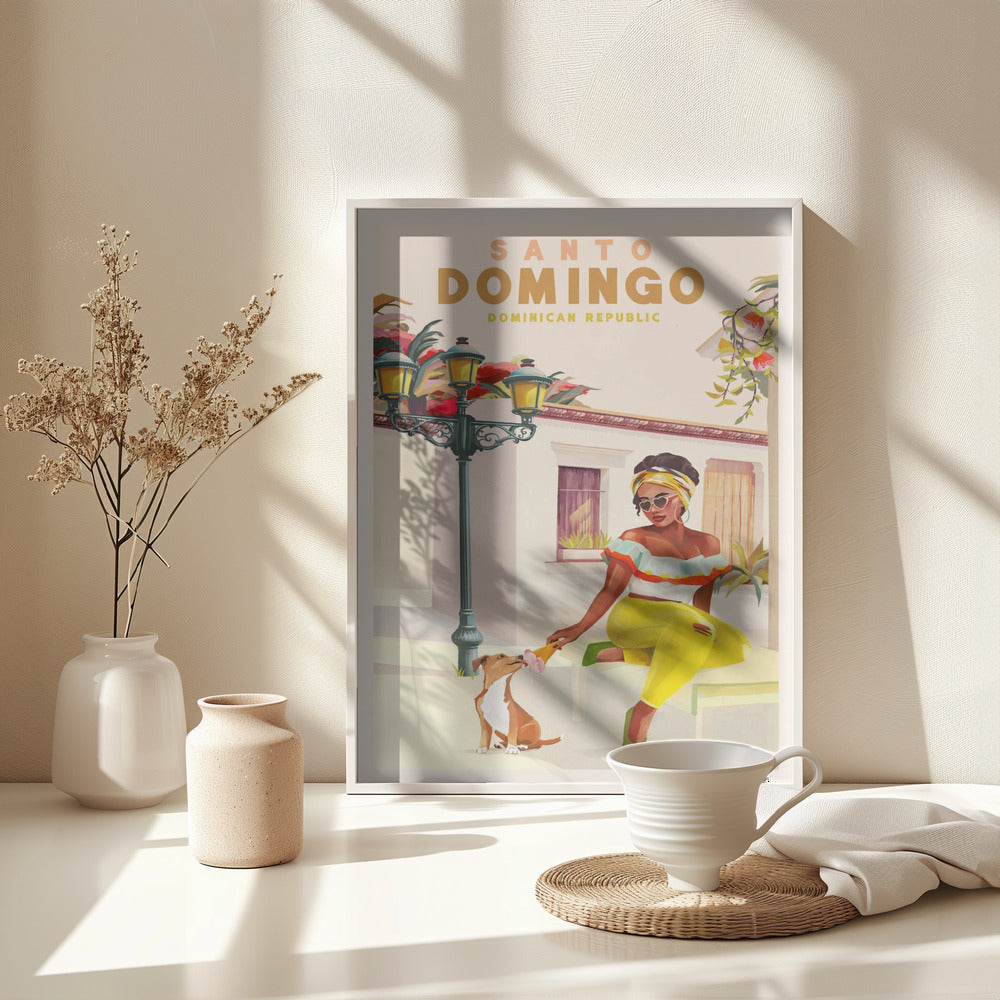 Santo Domingo Dominican Republic Woman & Dog - Poster / Art Print - interiör