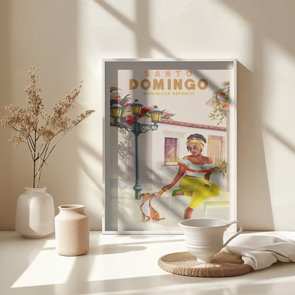 Santo Domingo Dominican Republic Woman & Dog - Poster / Art Print - interiör