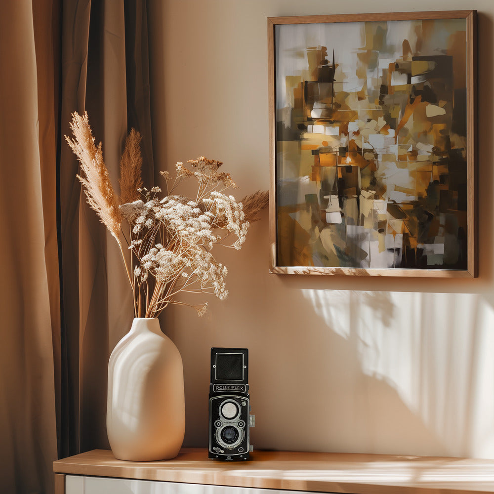 Abstract Patchwork In Earth Tones - Poster / Art Print - interiör