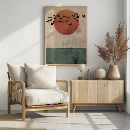 Birds Flying In the Sunset - Poster / Art Print - interiör