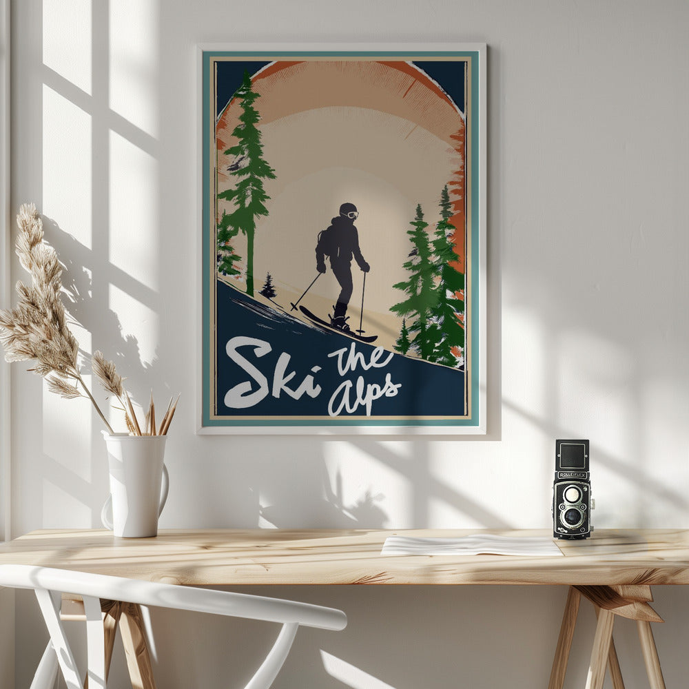 Winter Tourism: Vintage Ski the Alps Poster - Poster / Art Print - interiör