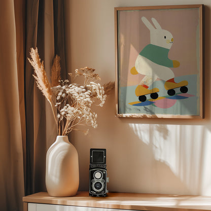 Skating Bunny - Poster / Art Print - interiör