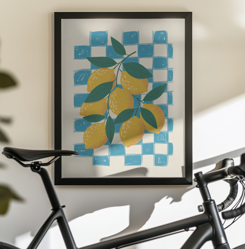 Lemon and Checks No 1 - Poster / Art Print - interiör