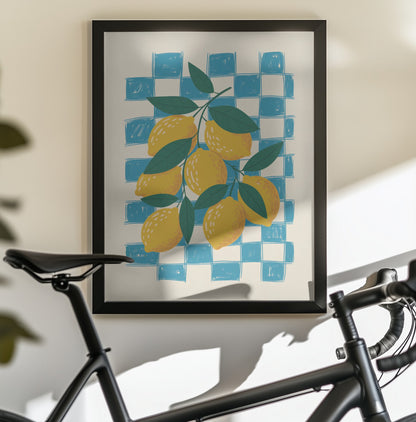 Lemon and Checks No 1 - Poster / Art Print - interiör