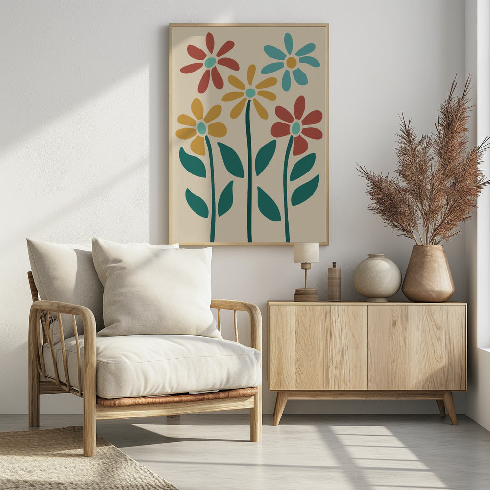 Boho Flowers Series No 3 - Poster / Art Print - interiör