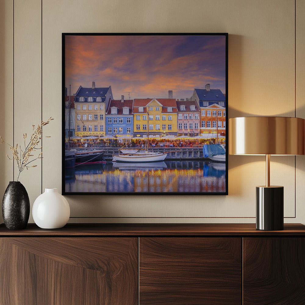 COPENHAGEN Charming Evening Mood at Nyhavn - Poster / Art Print - interiör