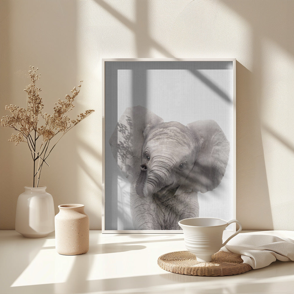 Peekaboo Baby Elephant - Poster / Art Print - interiör