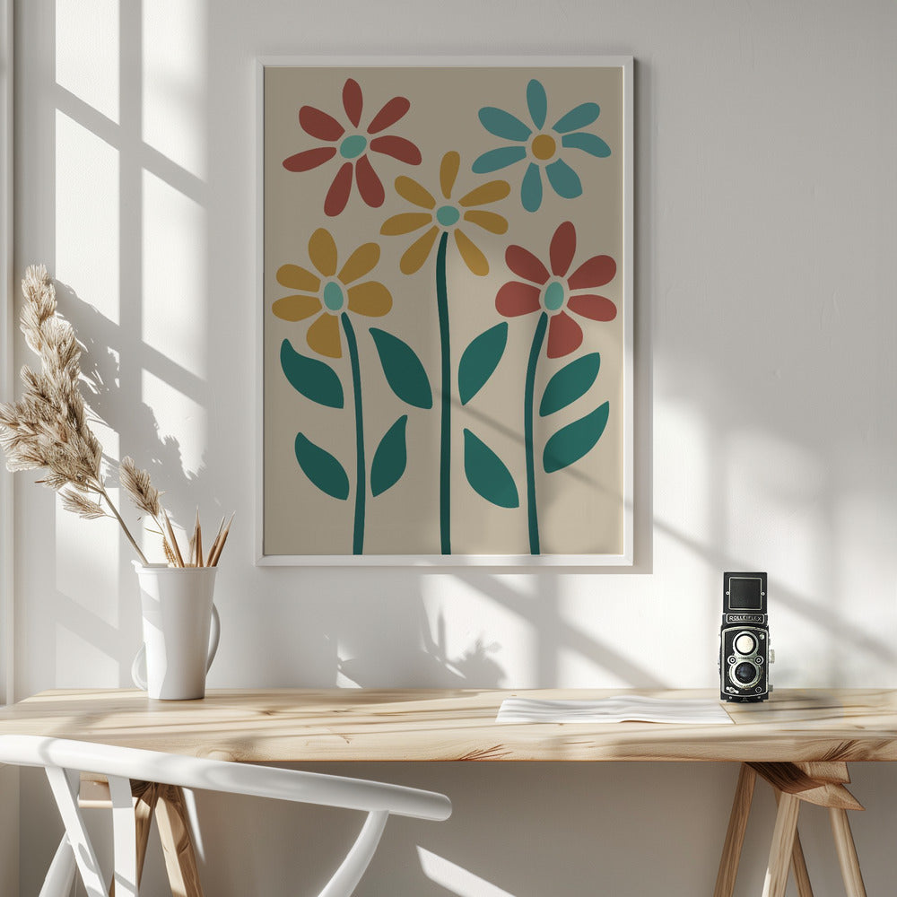 Boho Flowers Series No 3 - Poster / Art Print - interiör