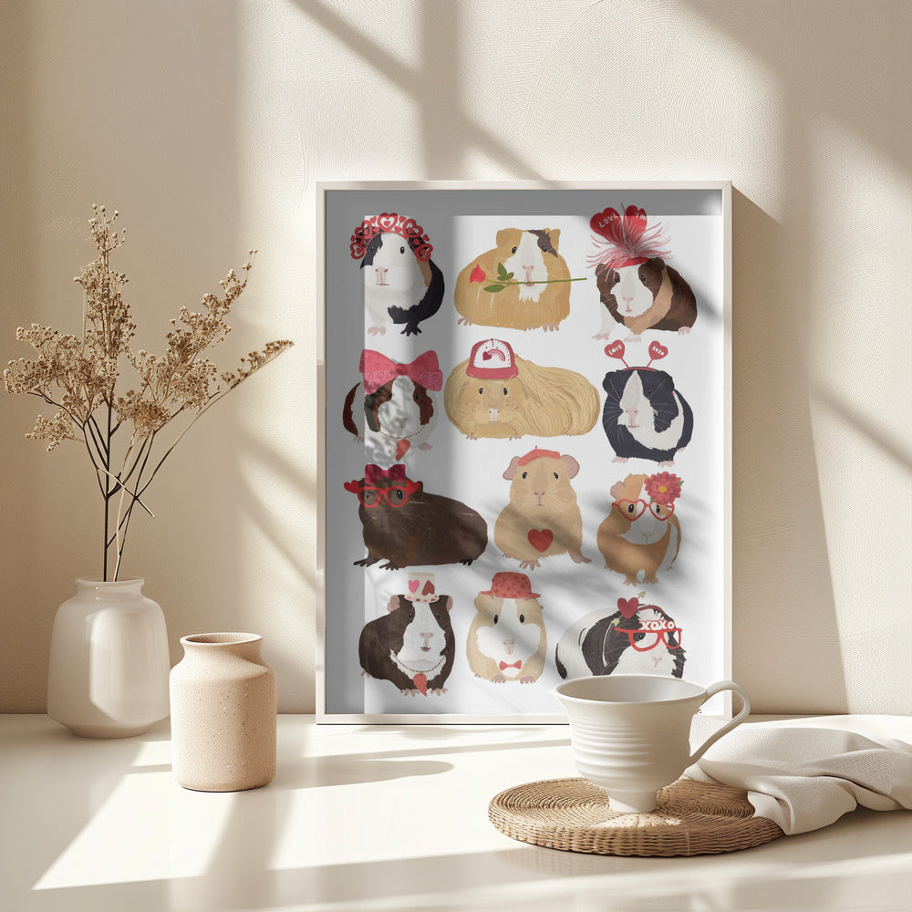 Love Guinea Pigs - Poster / Art Print - interiör