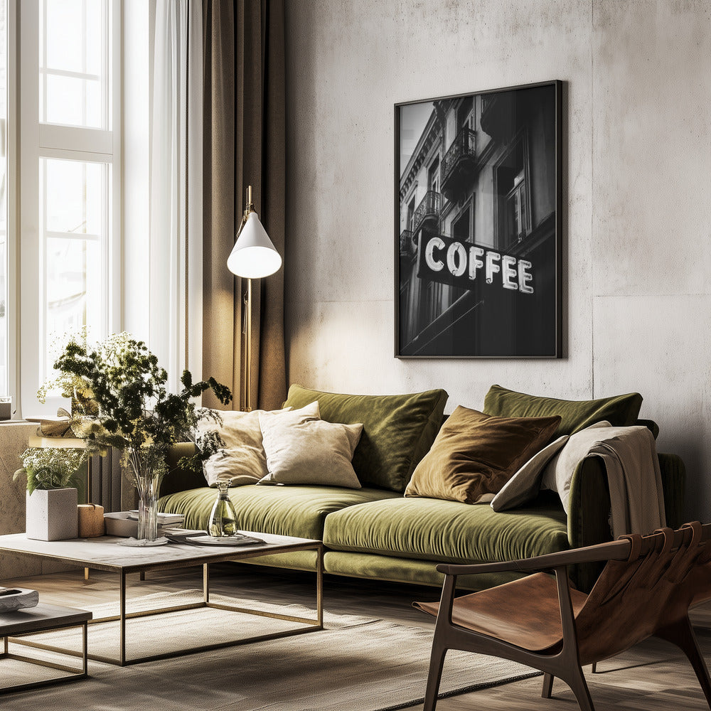 Vintage Coffee Sign No 2 - Poster / Art Print - interiör