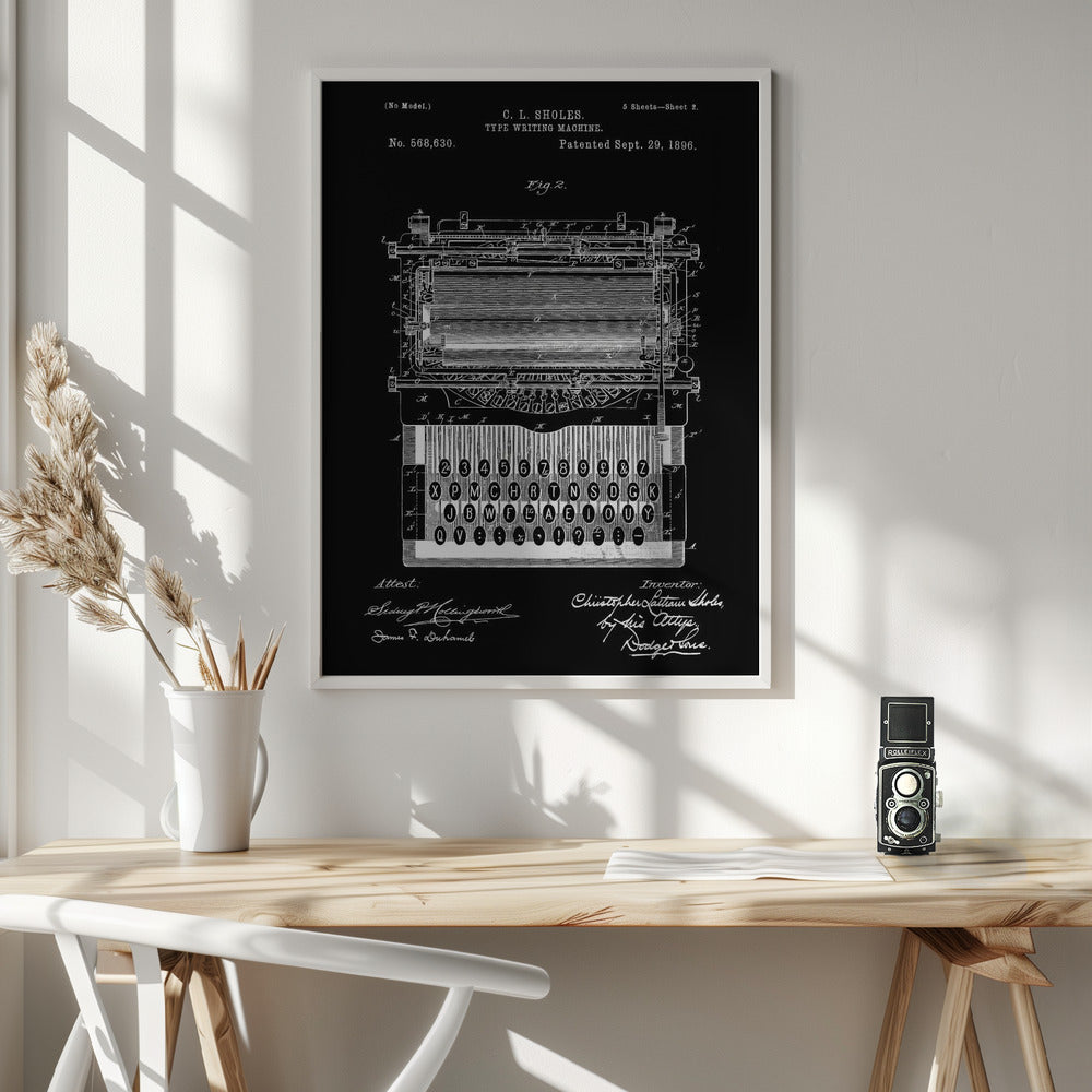 Typewriter Patent 1896 - Poster / Art Print - interiör