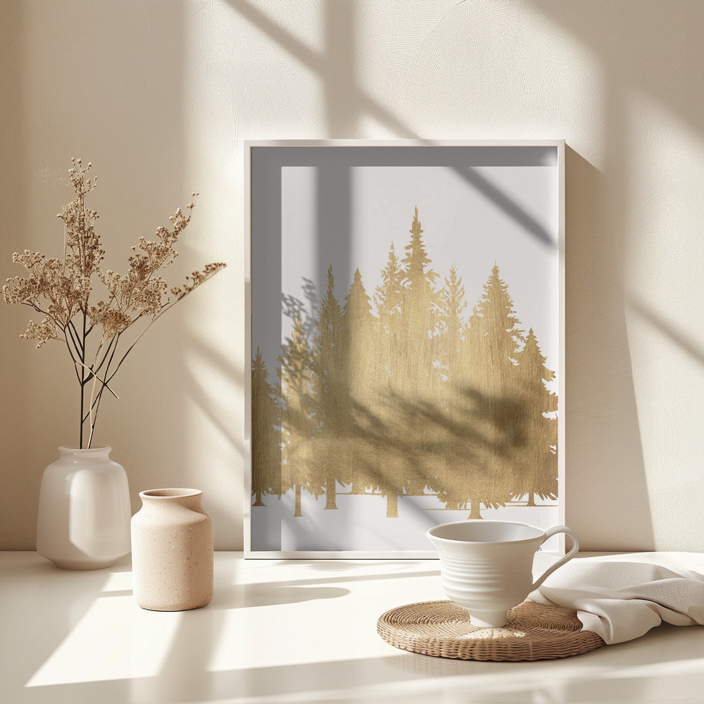Tannenwald (gold) - Poster / Art Print - interiör