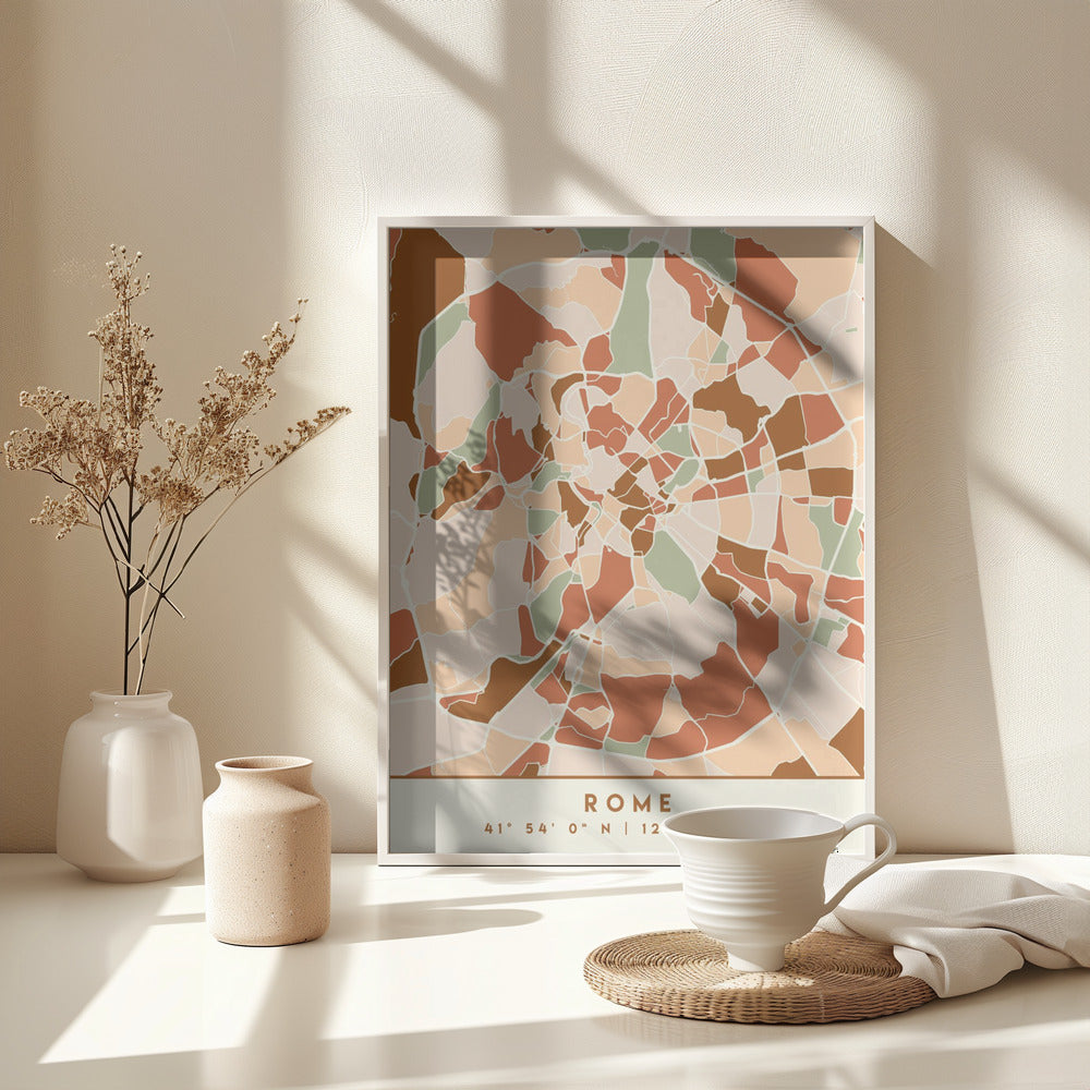 Black Maps Earth Tones 72 - Poster / Art Print - interiör