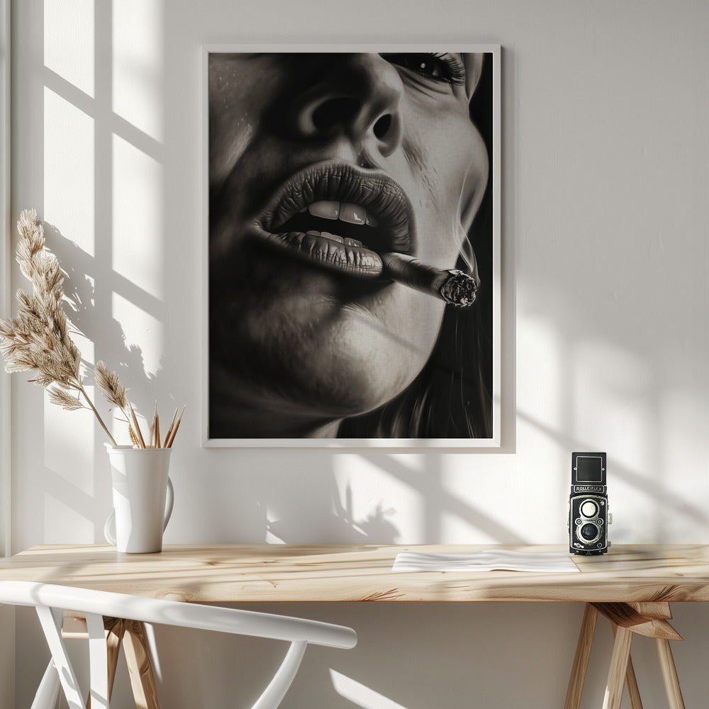 The Girl With the Burning Cigarette - Poster / Art Print - interiör