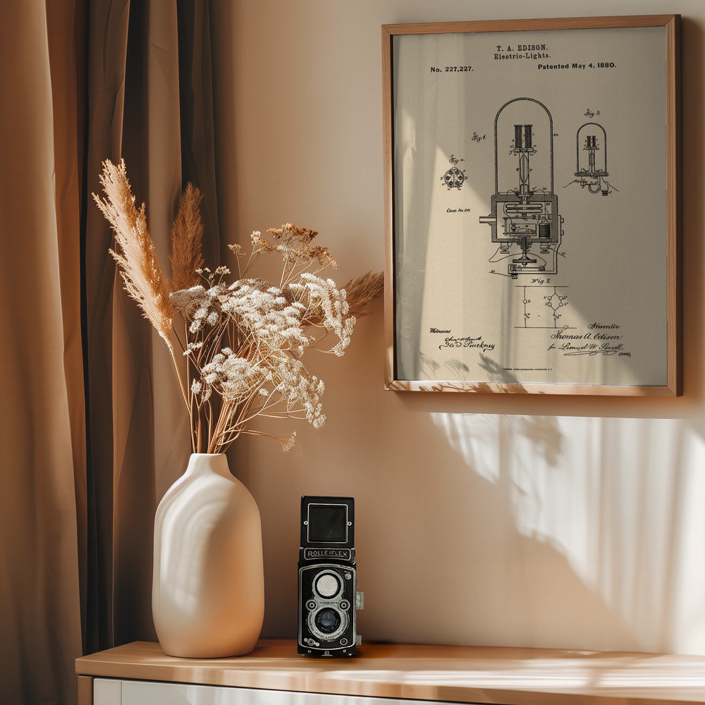 Electric Lights Patent 1880 - Poster / Art Print - interiör