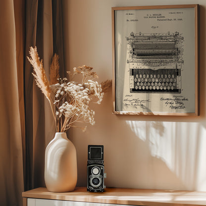 Typewriter Patent 1896 - Poster / Art Print - interiör