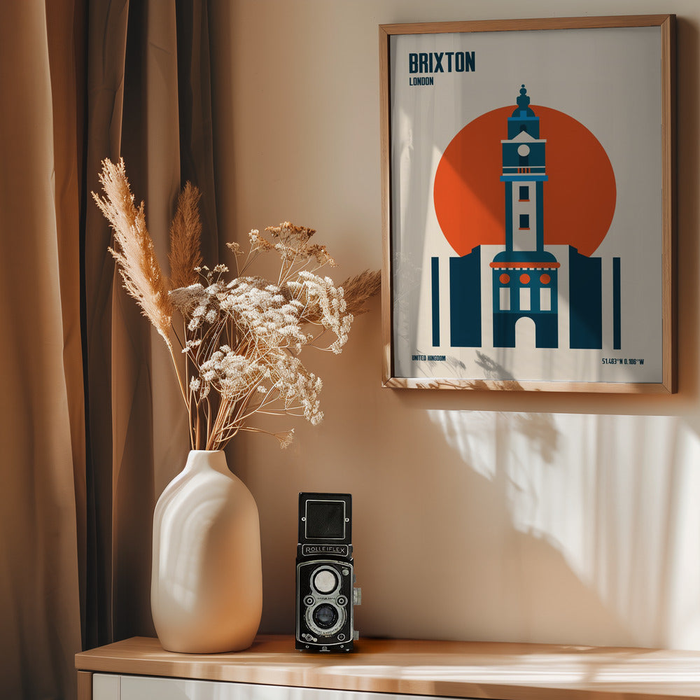 Brixton Tower Retro Travel Print - Poster / Art Print - interiör