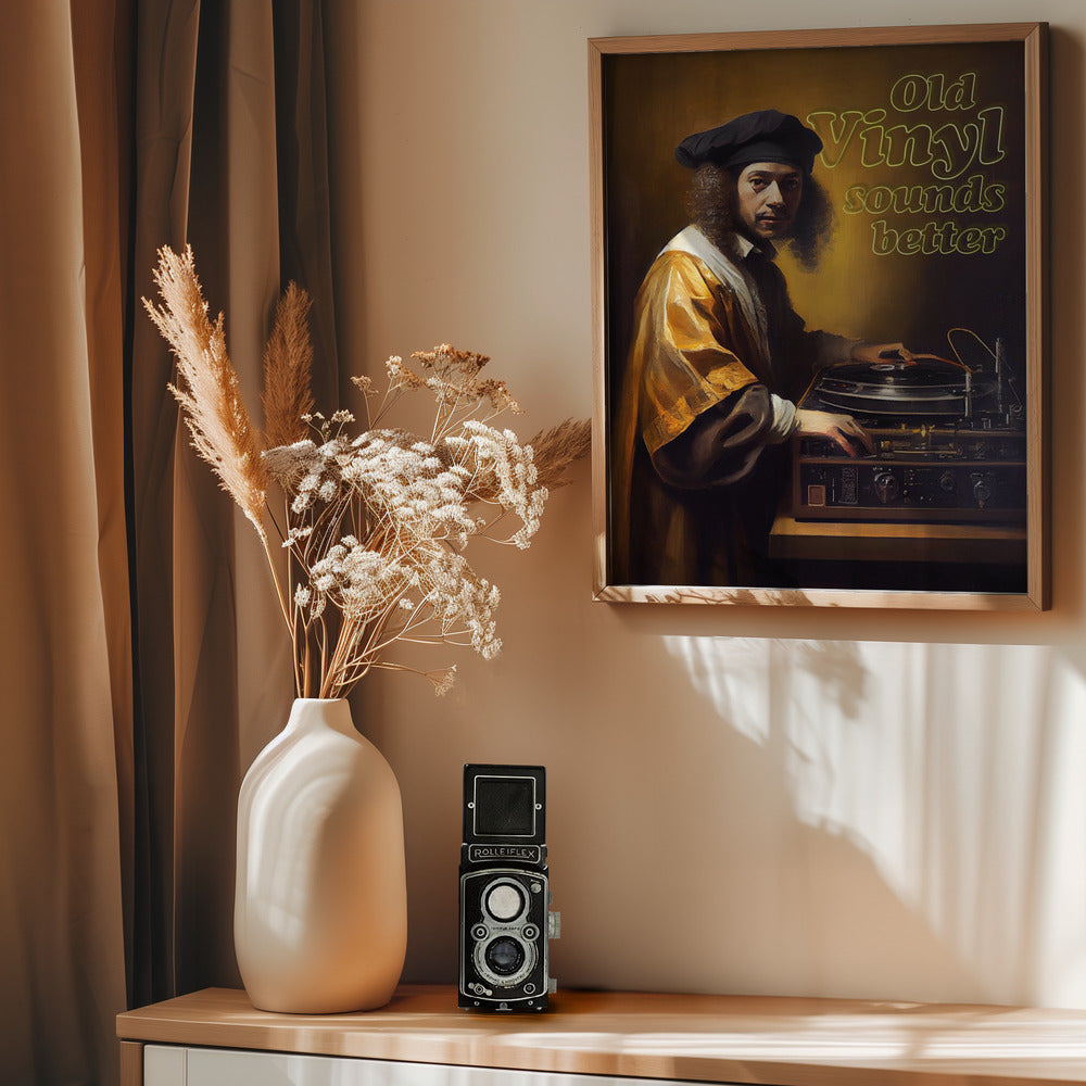 Old Vinyl Sounds Better - Poster / Art Print - interiör