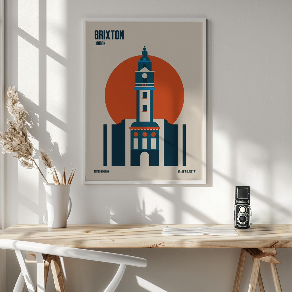 Brixton Tower Retro Travel Print - Poster / Art Print - interiör