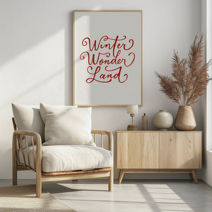 Winter Wonderland Text (green), Christmas Noël Holiday Winter Quote Typography Lettering - Poster / Art Print - interiör