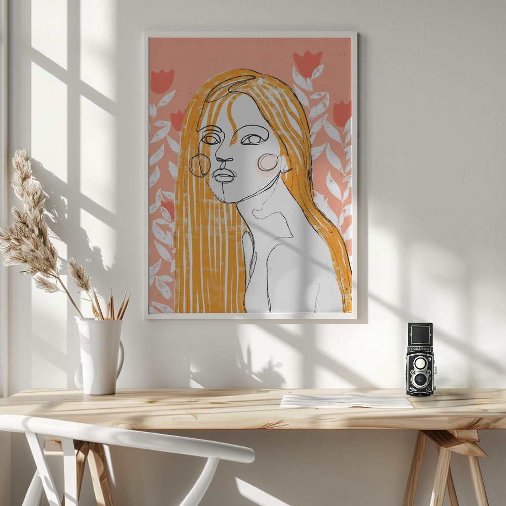 The Tulip Girl (Peach) - Poster / Art Print - interiör