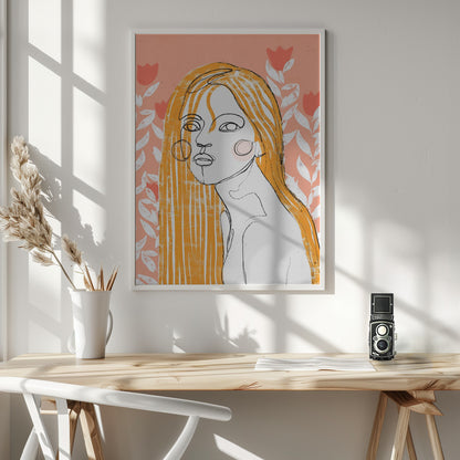 The Tulip Girl (Peach) - Poster / Art Print - interiör