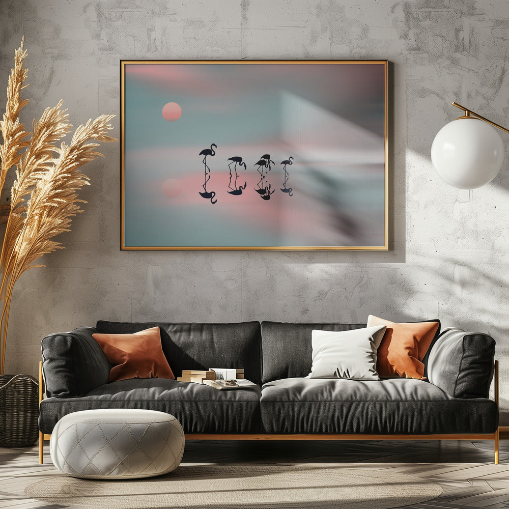 Family flamingos. - Poster / Art Print - interiör