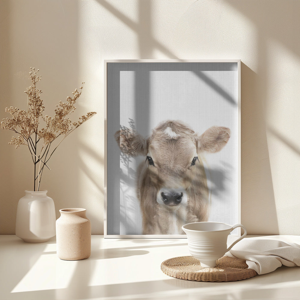 Peekaboo Baby Cow - Poster / Art Print - interiör