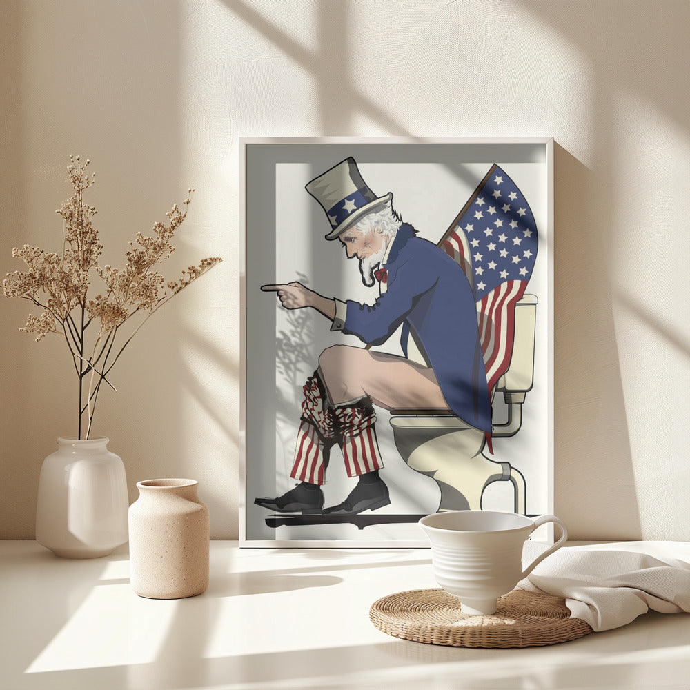 Uncle Sam On the Toilet - Poster / Art Print - interiör