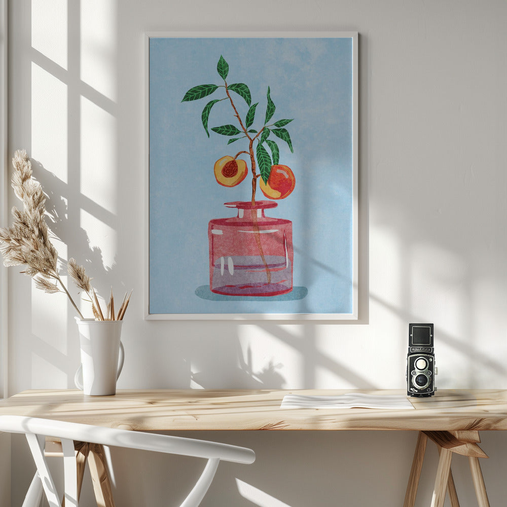 Peach Tree in Vase - Poster / Art Print - interiör