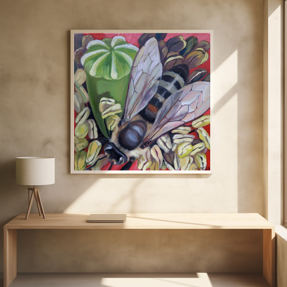 Hornet Hoverfly On Poppies - Poster / Art Print - interiör