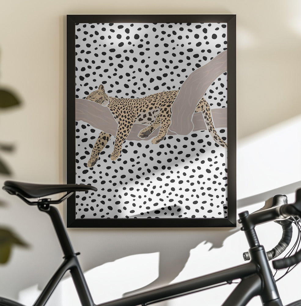 Leopard Sleeping Polkadots - Poster / Art Print - interiör
