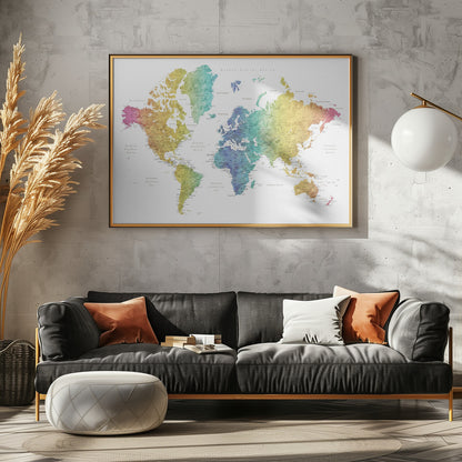 Jude's världskarta på spanska - Poster / Art Print - interiör