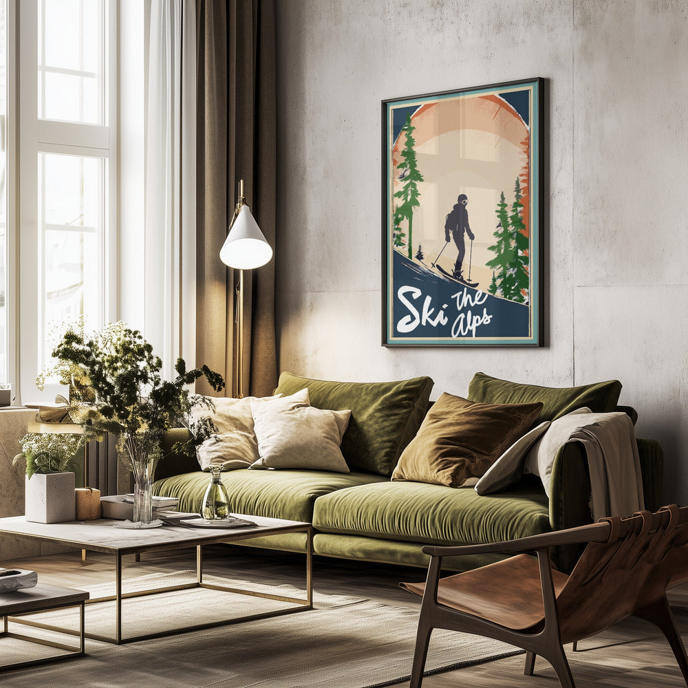 Winter Tourism: Vintage Ski the Alps Poster - Poster / Art Print - interiör