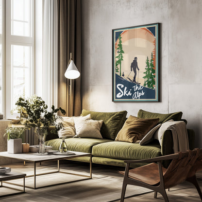 Winter Tourism: Vintage Ski the Alps Poster - Poster / Art Print - interiör