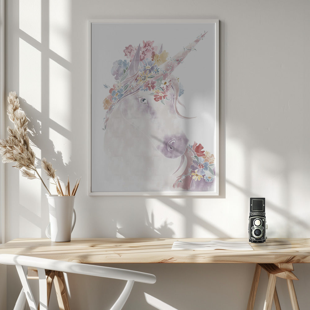 Unicorn Floral - Poster / Art Print - interiör
