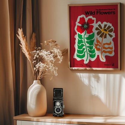 The Illustrated Book Of Wild Flowers Vol.2 Red - Poster / Art Print - interiör