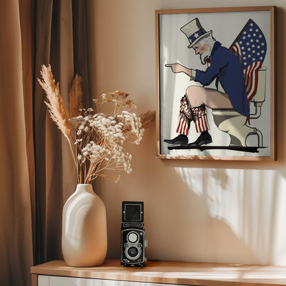 Uncle Sam On the Toilet - Poster / Art Print - interiör