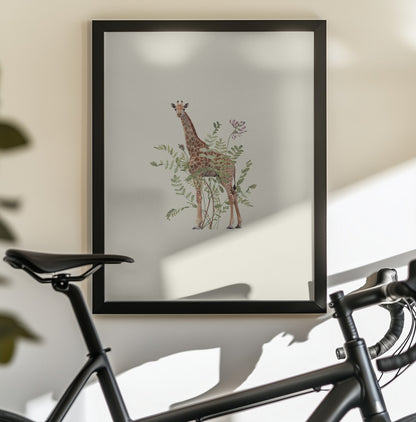 Floral giraffe - Poster / Art Print - interiör