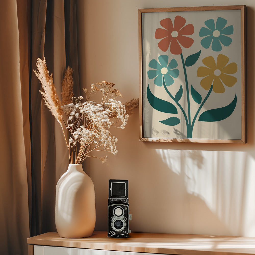 Boho Flowers Series No 4 - Poster / Art Print - interiör