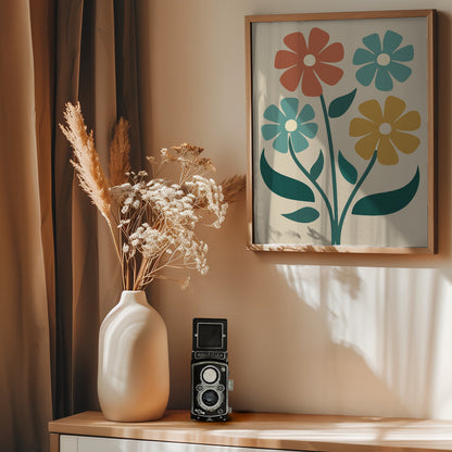 Boho Flowers Series No 4 - Poster / Art Print - interiör